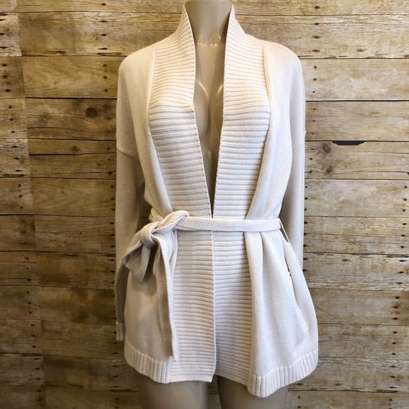 LOFT Sweaters - NWT LOFT | Cream Knit Tie Waist Cardigan Large